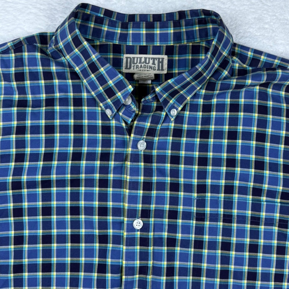 Duluth Trading Co. Mens 2XL Button Down Shirt Plaid Long‎ Sleeve